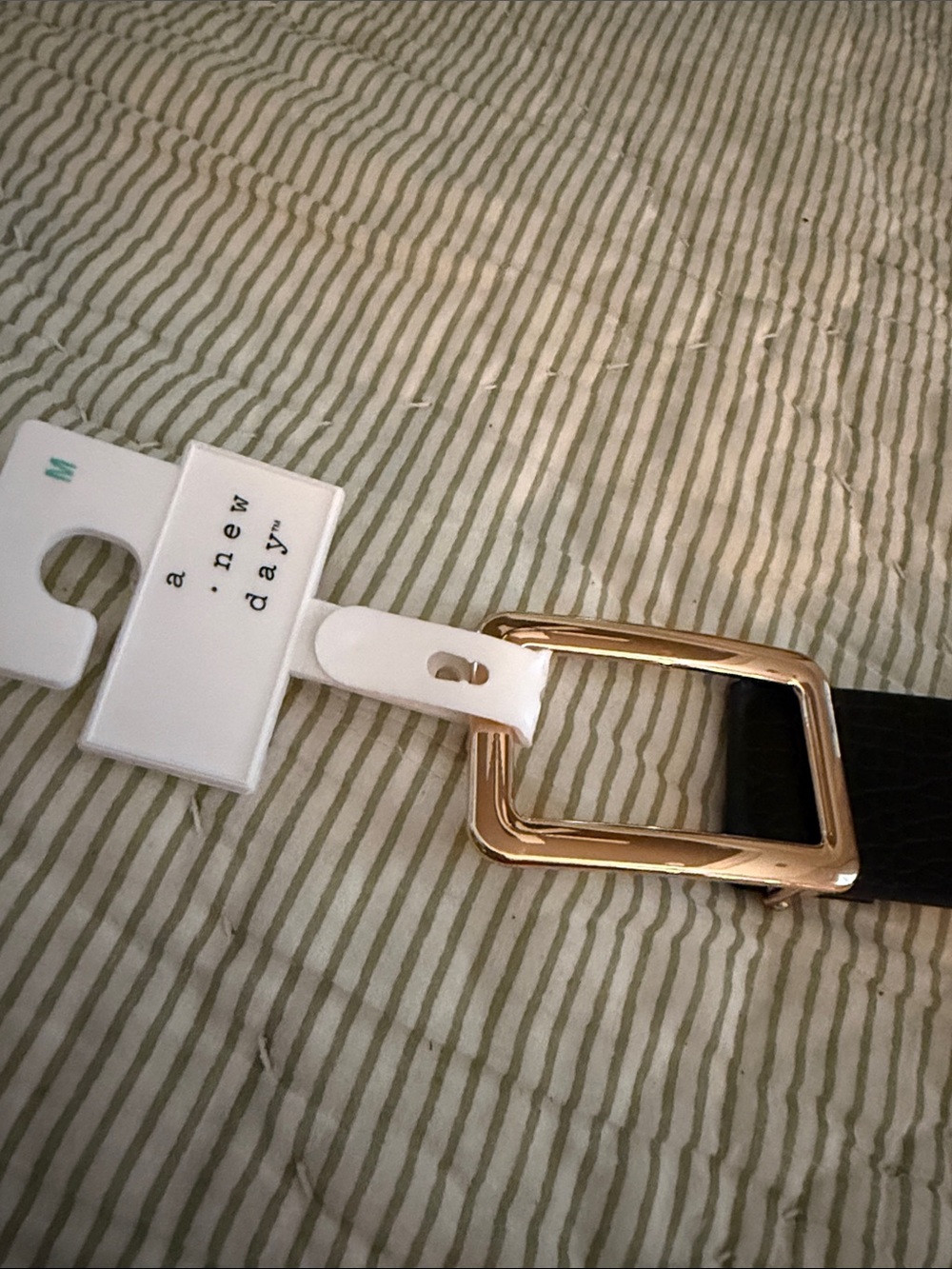 a new day Black Men's Belt with Gold-tone Rectangular Buckle
